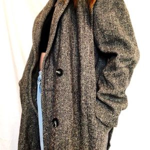 black & gray trench coat